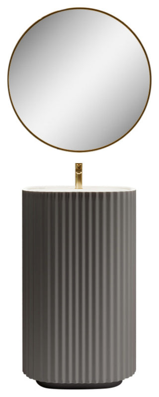 Eviva Haven 20" Dark Gray Solid Surface Pedestal Sink