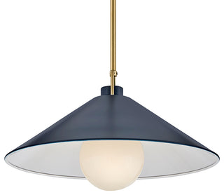 Lark Milo 16" Pendant Light, Lacquered Brass + Matte Navy shade