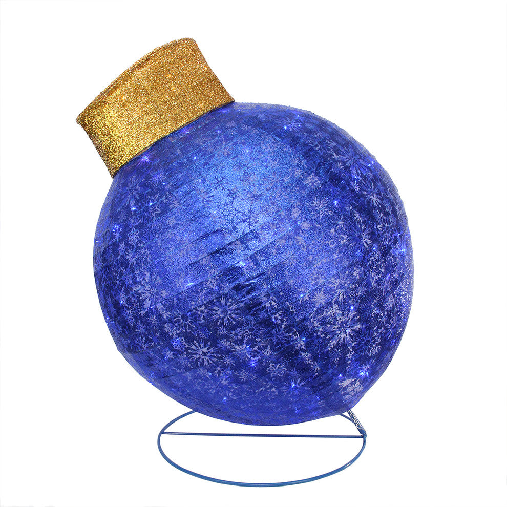 36" Pre-Lit Twinkling LED Blue Glitter Ball Ornament Christmas Decoration