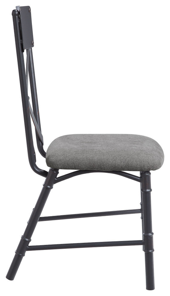 ACME Edina Side Chair, Set of 2, Gray With Oak and Sandy Black Finish
