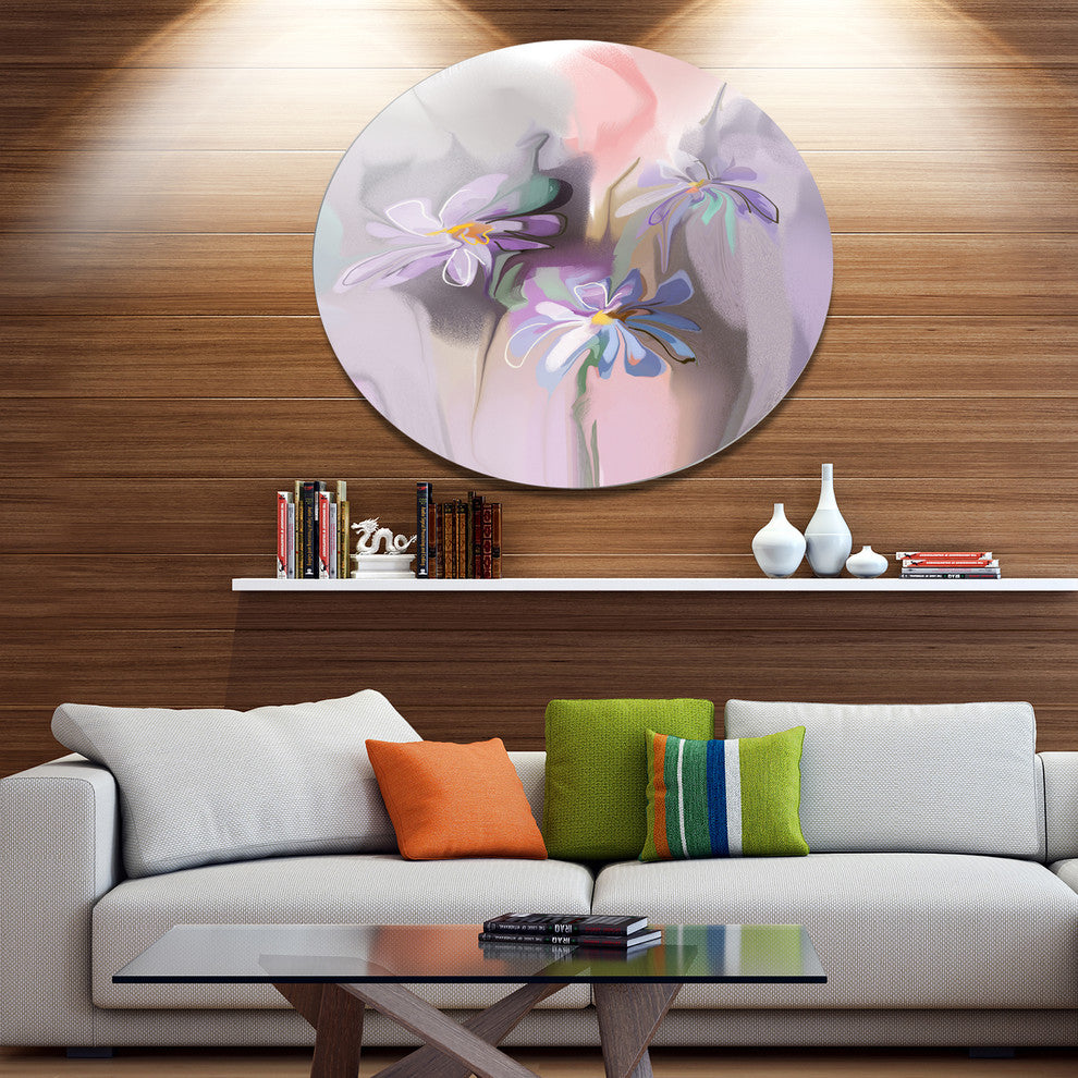 Blue Daisies Watercolor, Animal Round Wall Art, 38"