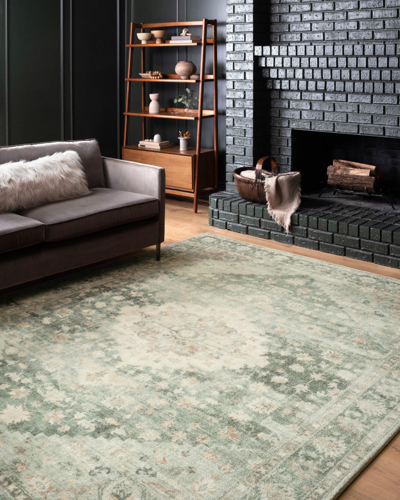 Loloi II Rosette Teal Ivory Plush Area Rug, 3'-3" X 5'-3"