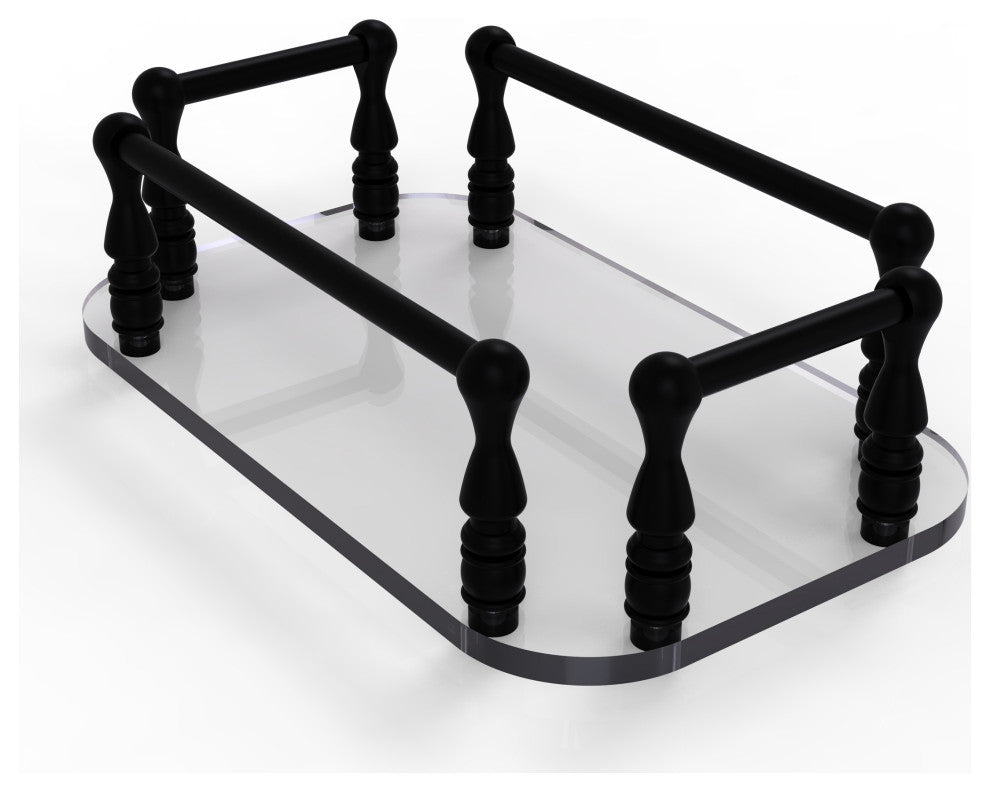 Vanity Top Glass Guest Towel Tray, Matte Black