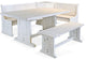 Catania Farmhouse Wood Breakfast Nook Set in Marble White Finish
