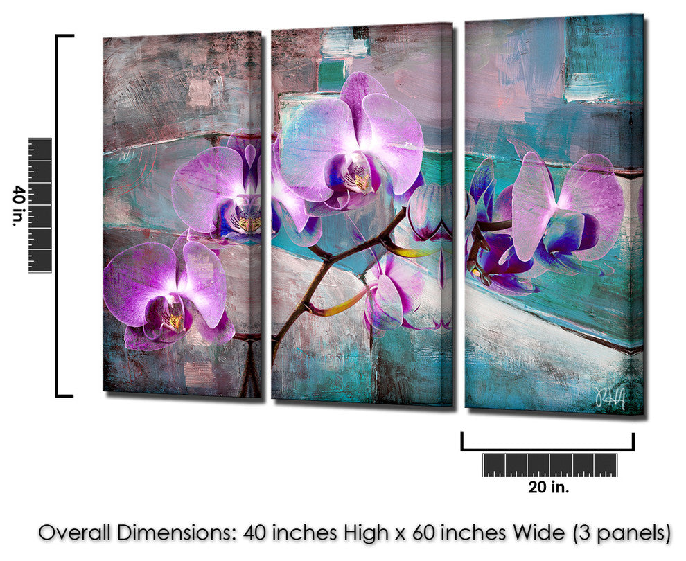 Painted Petals XIX Canvas Wall Art, 20"x40" 3-Panel