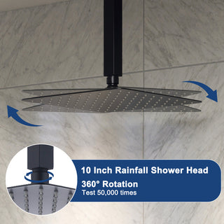 CASAINC 10" Ceiling Mounted Shower System Set w Handheld Spray & Tub Spout, Matte Black