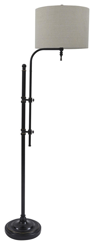 Benzara BM215054 Drum Shade Metal Frame Floor Lamp, Black and Light Gray