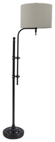 Benzara BM215054 Drum Shade Metal Frame Floor Lamp, Black and Light Gray