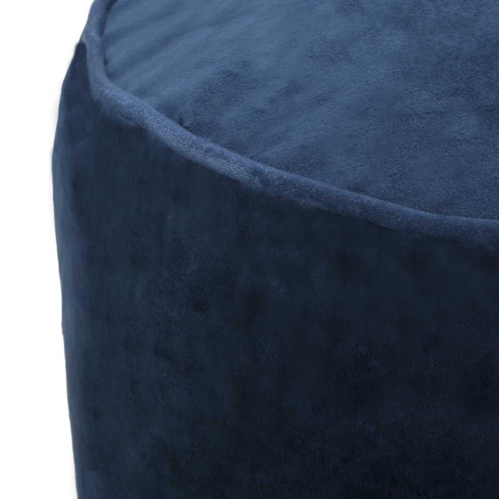 Bleckley Gwinnett Modern Velveteen Cylinder Pouf, Cobalt