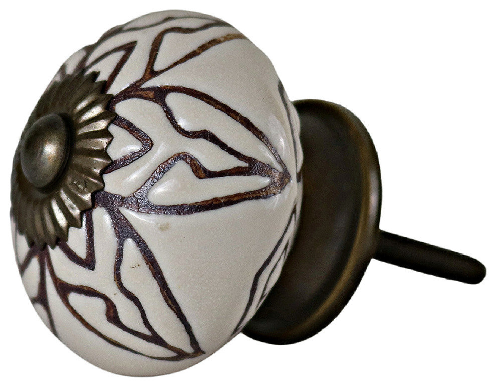 Set of 4 Etched Ceramic Drawer Knobs