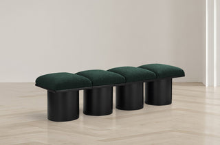 Pavilion Boucle Fabric Upholstered 4-Piece Modular Bench, Green, Black Finish