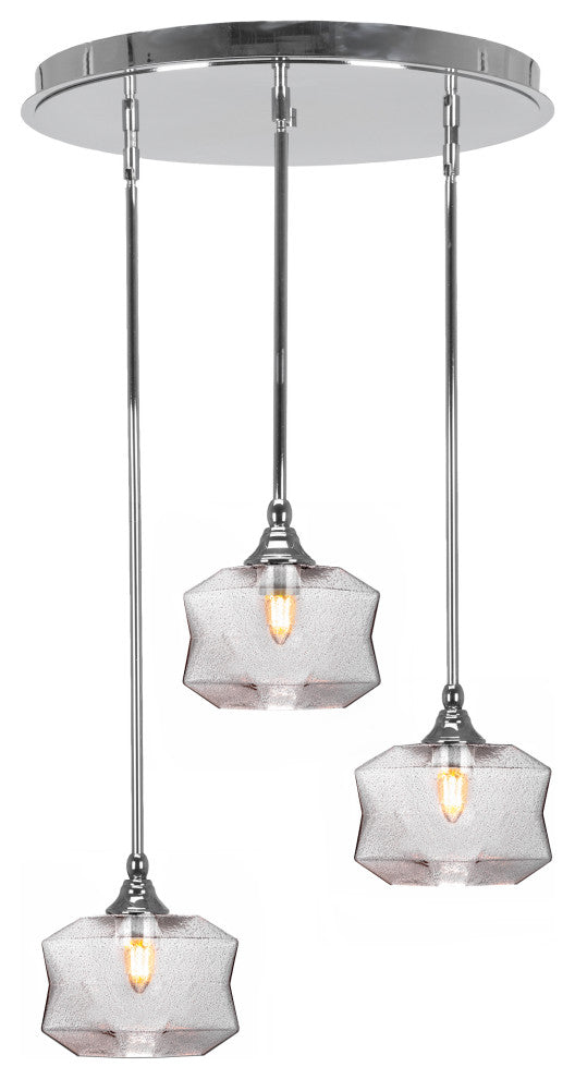 Empire 3-Light Cluster Pendalier, Chrome/Smoke