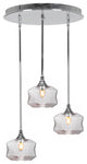 Empire 3-Light Cluster Pendalier, Chrome/Smoke