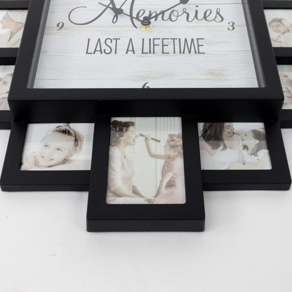Black  "Lifetime Memories" Picture Frame Collage Wall Clock