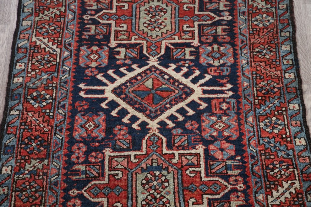 Consigned, Persian Handmade Wool Oriental Antique Area Rug, Blue, 4'6"X3'1"