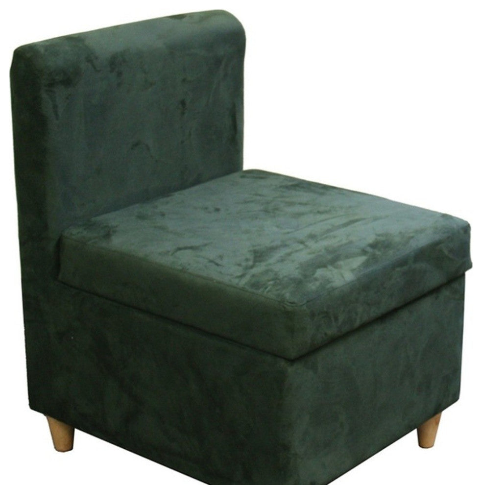 29" Mod Dark Green Microfiber Armless Accent Chair With Storage