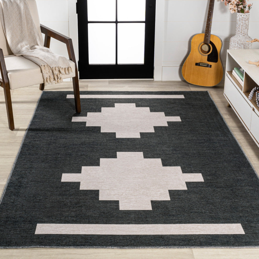 Adriel Geometric Tribal Medallion Machine-Washable Area Rug, 9x12