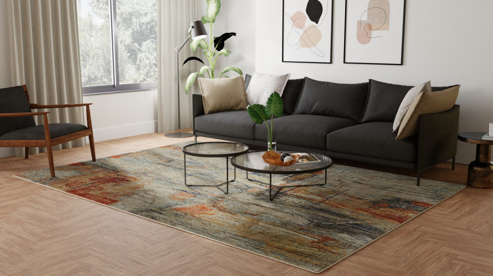 Jaxson 39PWF Modern/Industrial/BohemianArea Rug, Gray/Orange, 2'x3'