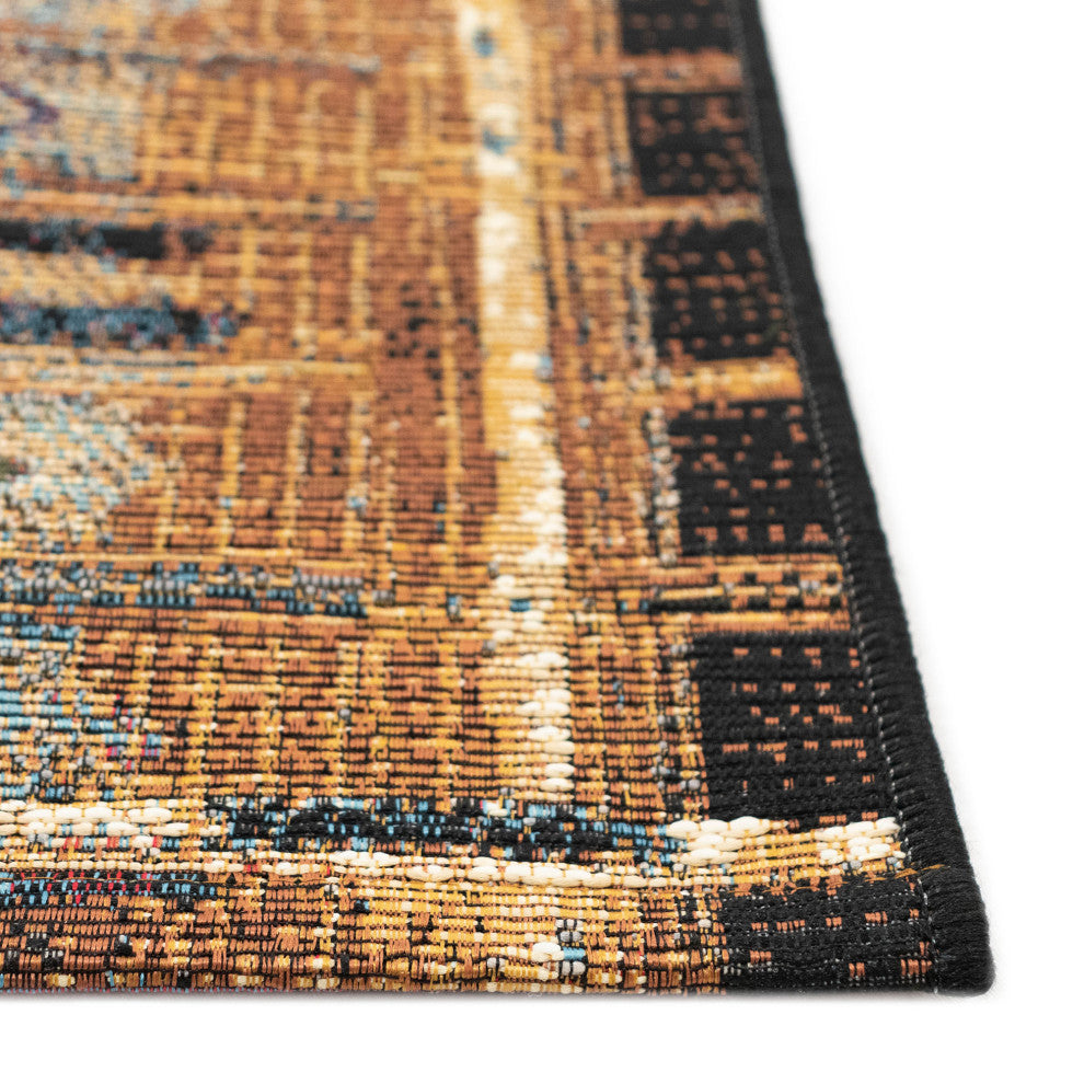 Esencia Tribal Stripe Indoor/Outdoor Mat Gold 1'11"x4'11"