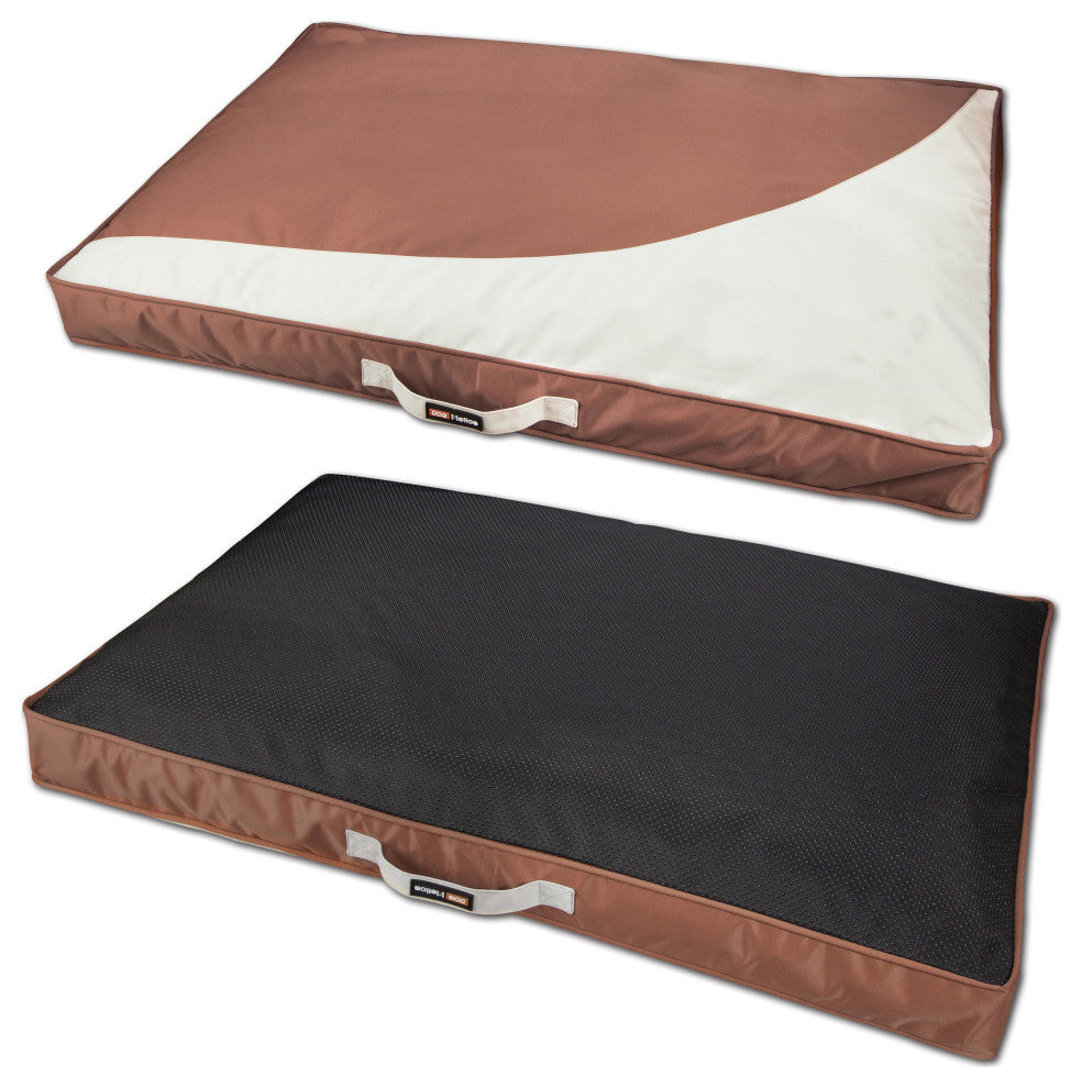 Dog Helios 'Immortal-Trek' Waterproof Rectangular Travel Dog Bed, Brown, Small