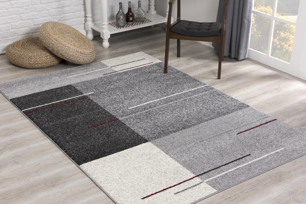 7"x9" Gray Modern Geometric Area Rug