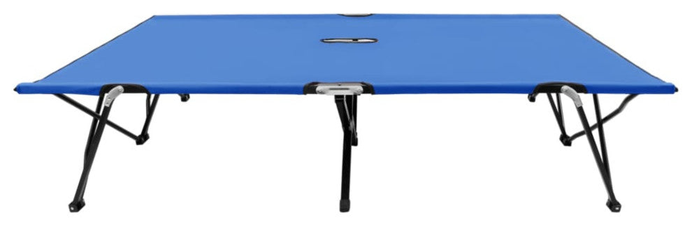 vidaXL Two Person Folding Sun Lounger Blue Steel