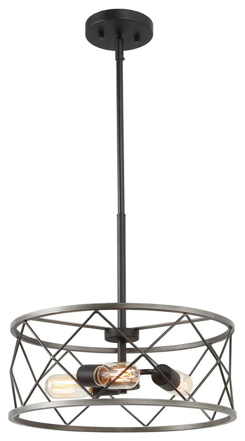 Industrial 3-Light Metal Drum Pendant Lighting