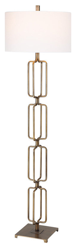Contemporary Stacked Gold Bronze Links Floor Lamp 67 in Open Chain Rings Shapes