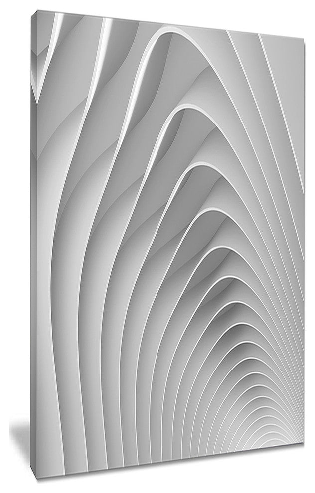 "Fractal Bulgy White Waves" Abstract Art Canvas Print, 16"x32"