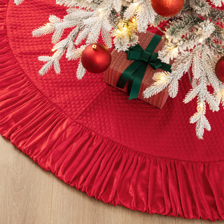 72"D Velvet Ruffled Christmas Tree Skirt