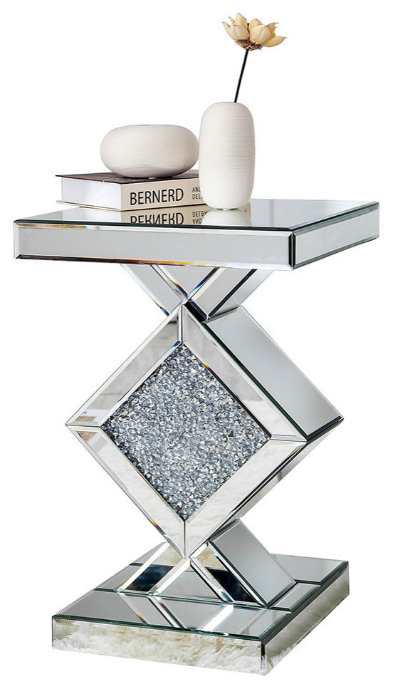 Diamond Silver Mirrored Side Table