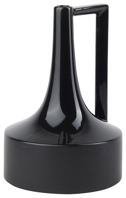 Burton Black Ceramic Jug Style Vase, 12"