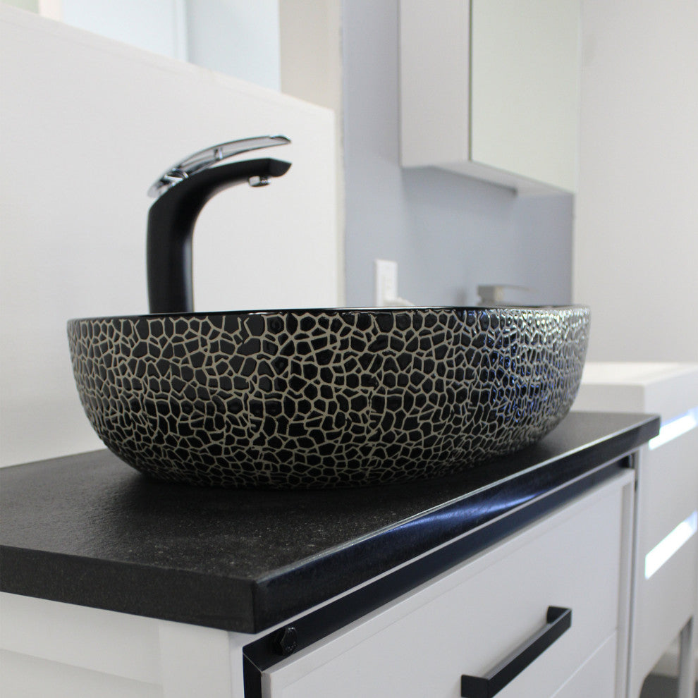 Dowell Ceramic Oval Vessel Sink, Black