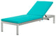 Lounge Chair Chaise, Aluminum, Metal, Silver Blue, Modern, Outdoor Patio Cafe