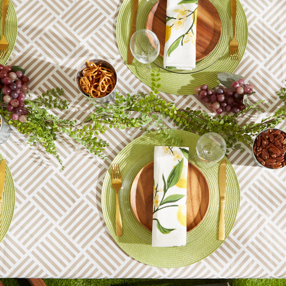 Stone Grid Vinyl Tablecloth 60x102