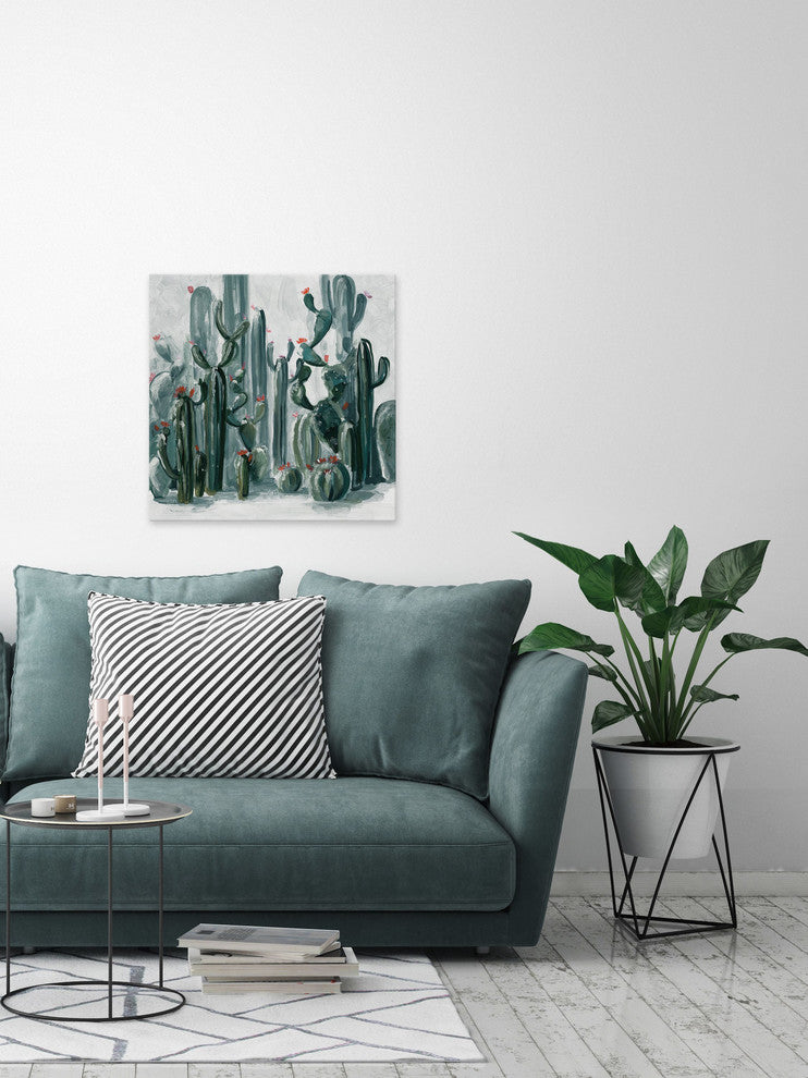 "Cactus Garden I" Painting Print on Wrapped Canvas, 48"x48"