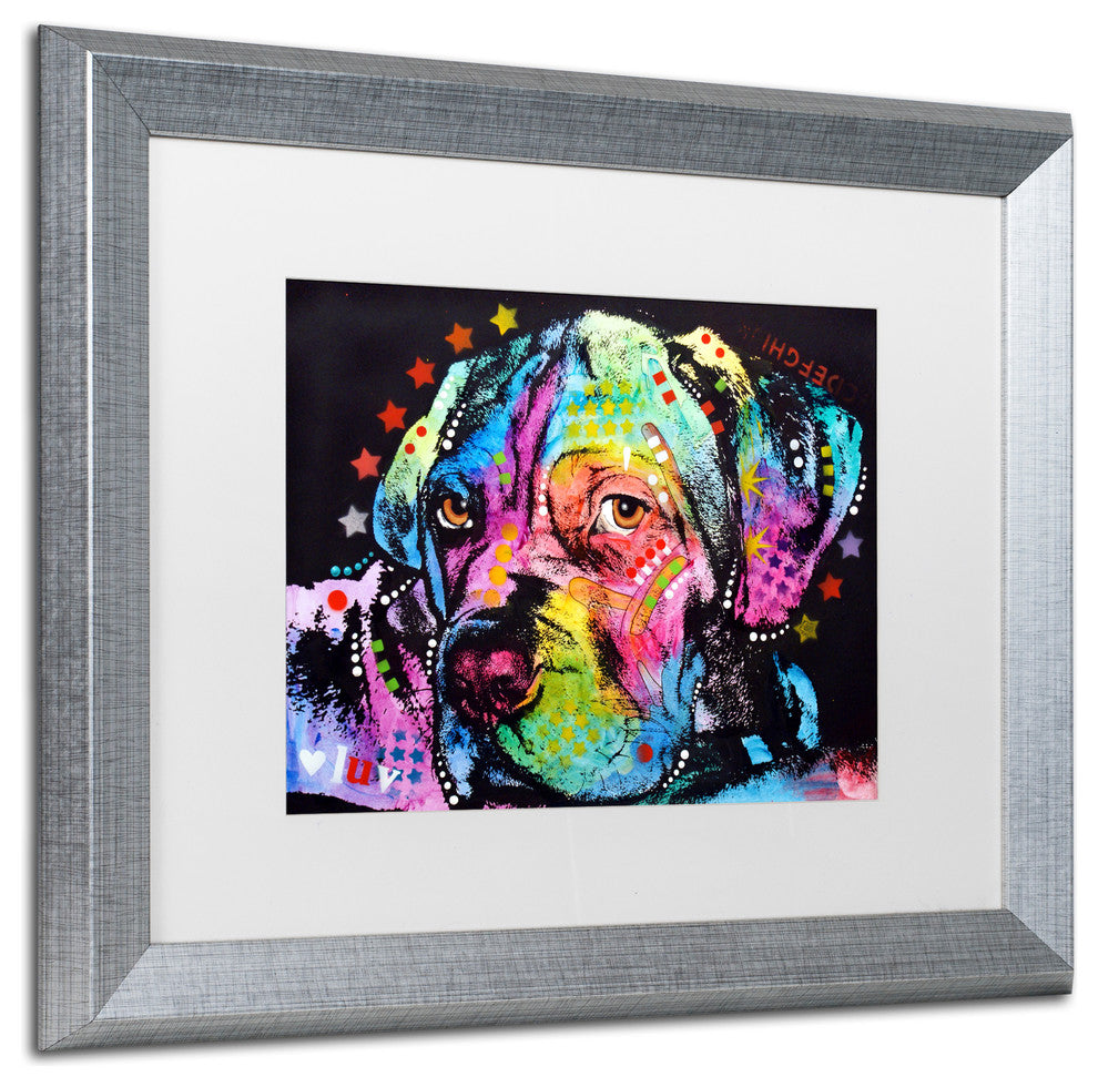 Dean Russo 'Young Mastiff' Framed Art, Silver Frame, 16"x20", White Matte