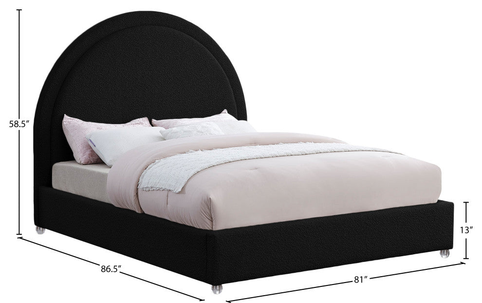 Milo Velvet Upholstered Bed, Black, King