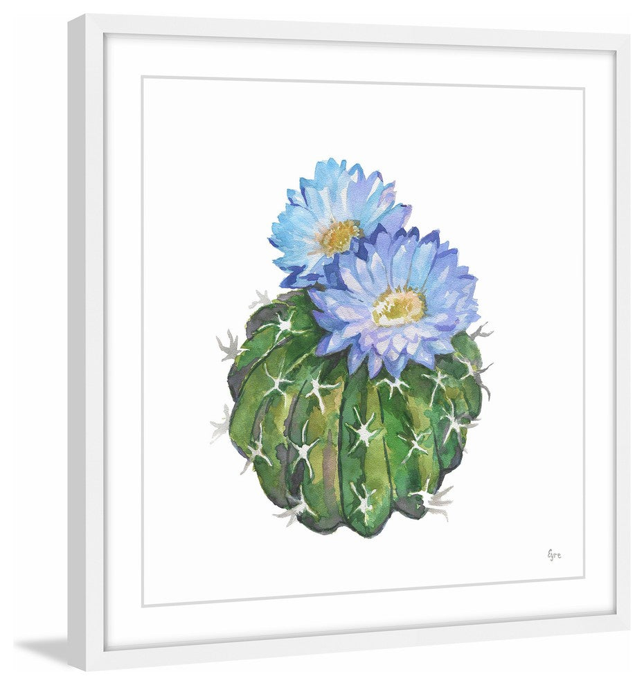 "Blue Cactus" Framed Painting Print, 12"x12"
