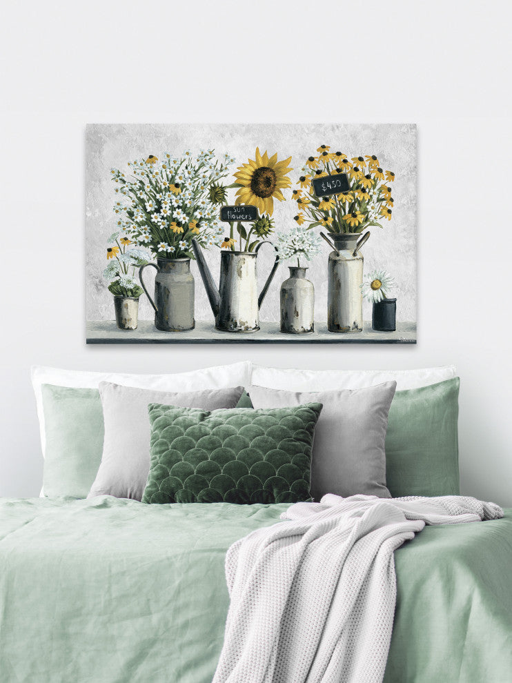 "Fresh Cut Sunflowers" Painting Print on Wrapped Canvas