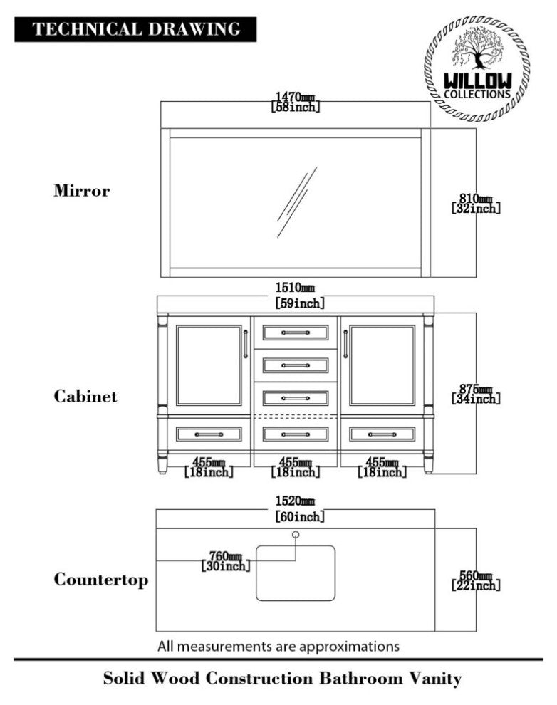 Aberdeen 60 Single Bathroom Vanity in Hale Navy Blue  1.5" Empira Quartz