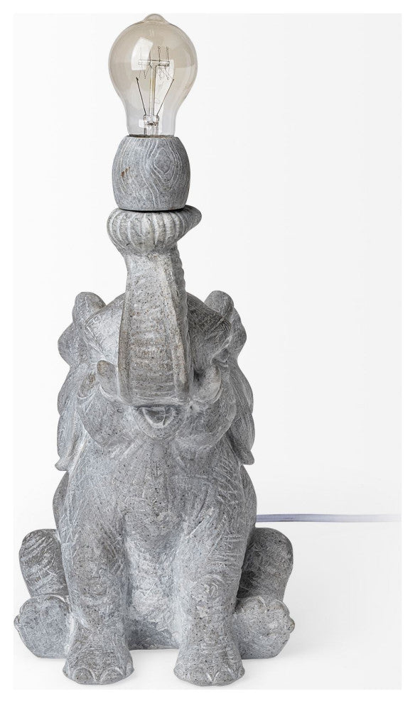 Graphite Resin Elephant Table Lamp