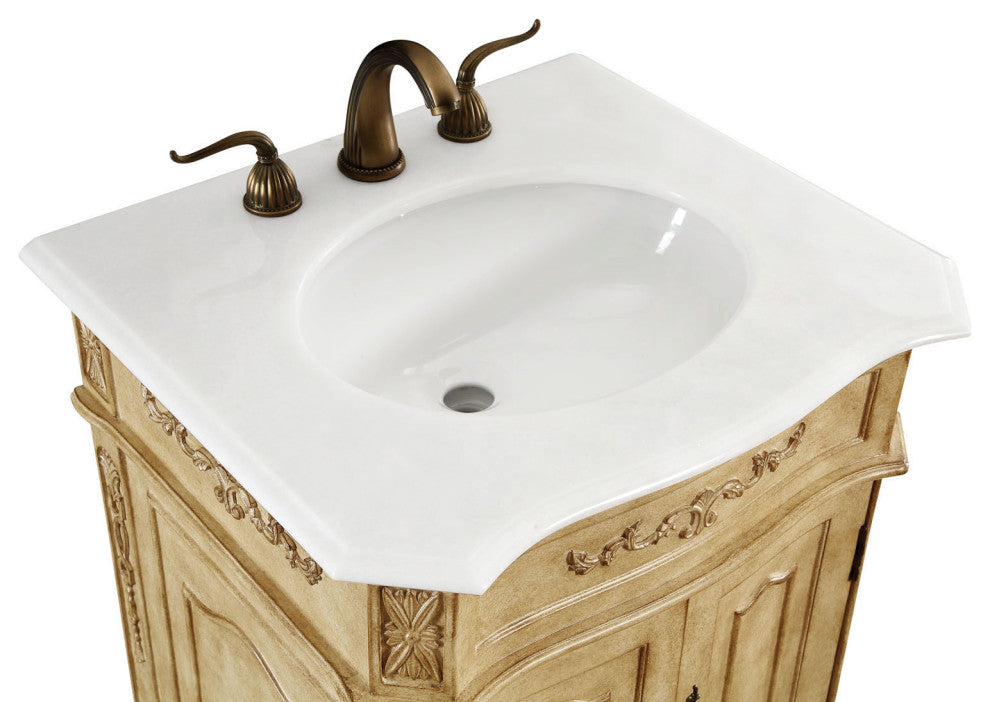 Bathroom Vanity, Antique Beige, 24", Single Sink