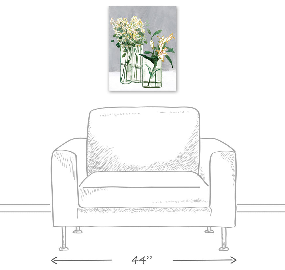 Yellow Flowers in Glass Vases 16x20 Canvas Wall Art
