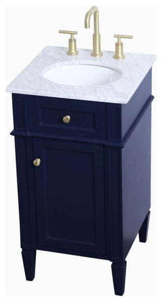Elegant Decor Williams 18" Single Marble Top Bathroom Vanity in Blue