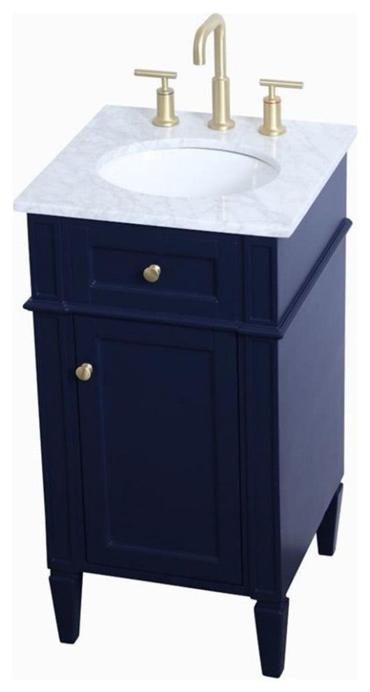 Elegant Decor Williams 18" Single Marble Top Bathroom Vanity in Blue