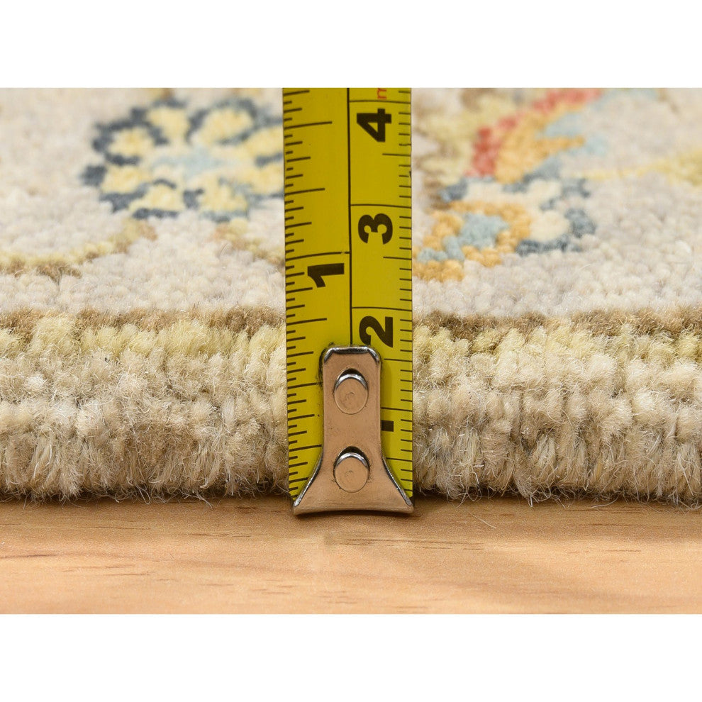 Ivory and Gray, Karajeh Design, Organic Wool Hand Knotted Mat Rug, 2'1"x3'0"