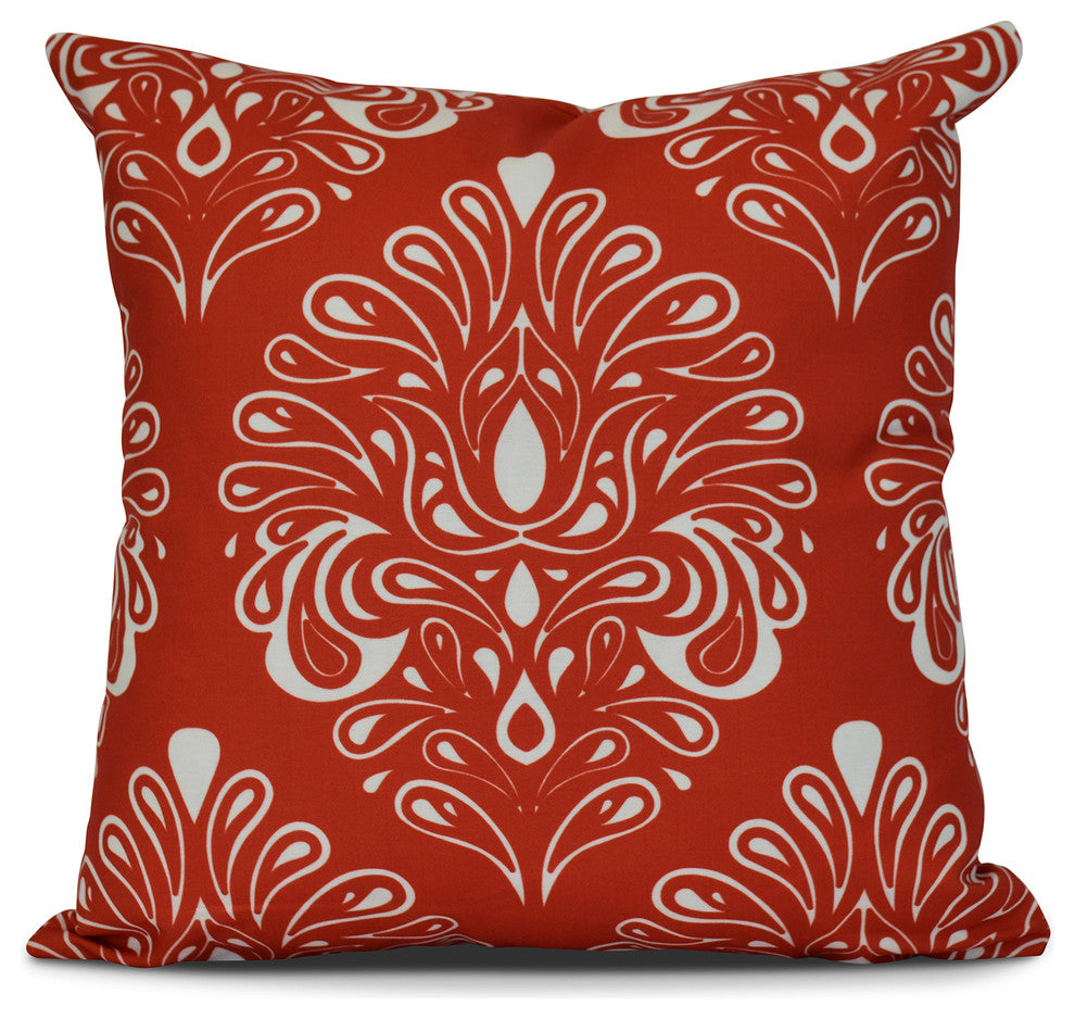 16x16", Veranda, Geometric Print Outdoor Pillow, Orange
