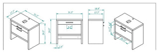 Montreal Oak Bathroom Vanity, White Natural Oak, 32", With Sink