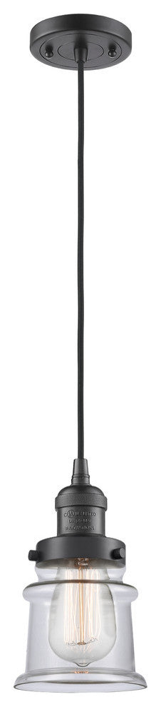 Small Canton 1-Light Mini Pendant, Oil Rubbed Bronze, Clear
